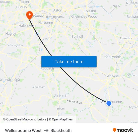 Wellesbourne West to Blackheath map