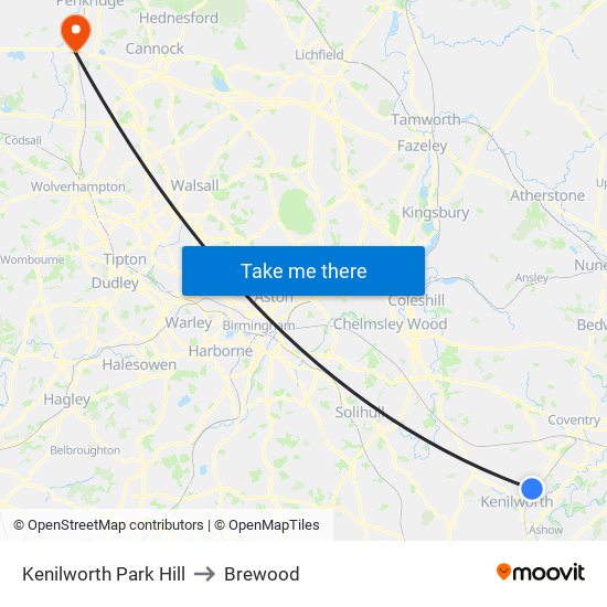 Kenilworth Park Hill to Brewood map