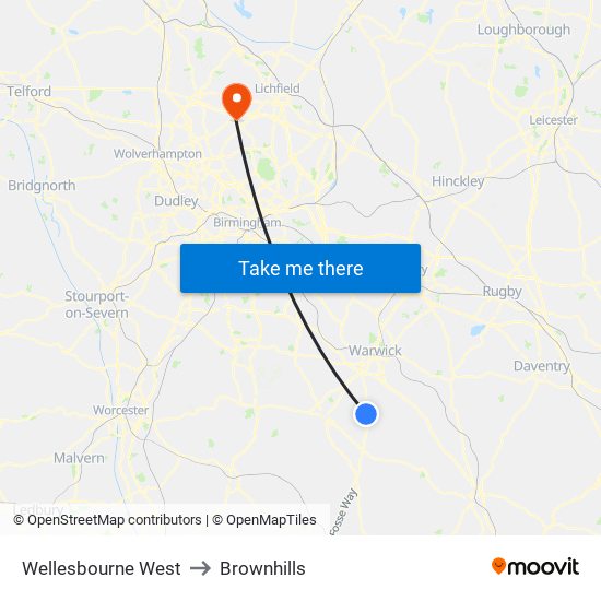 Wellesbourne West to Brownhills map