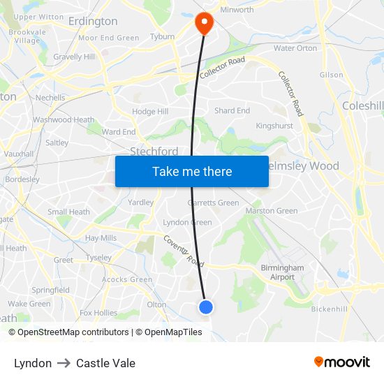 Lyndon to Castle Vale map