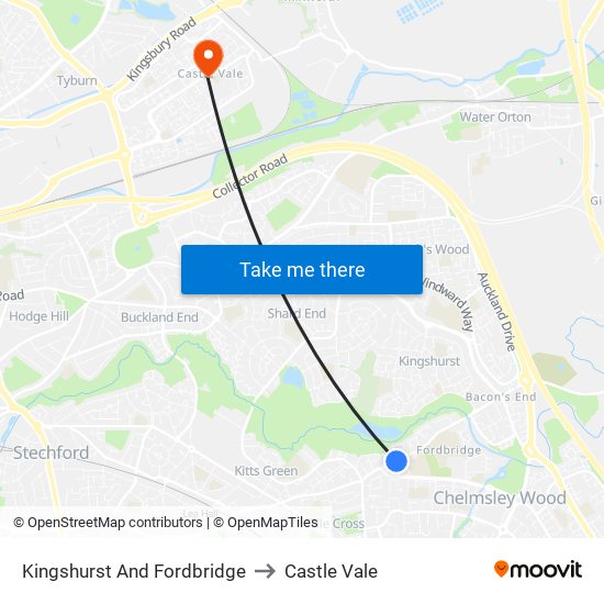 Kingshurst And Fordbridge to Castle Vale map
