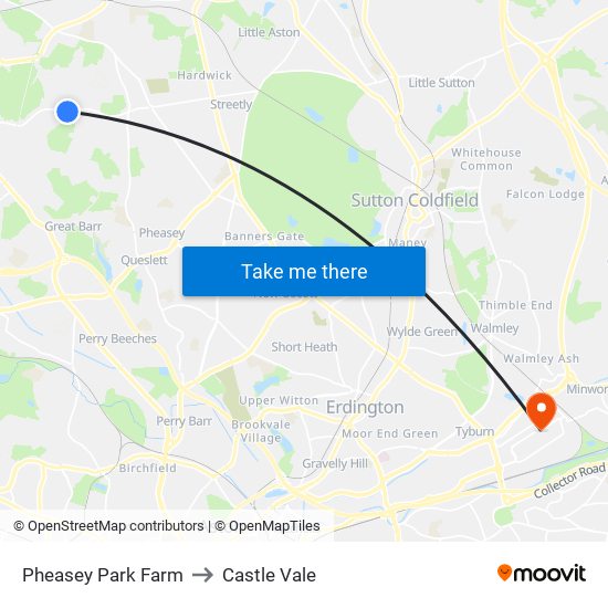 Pheasey Park Farm to Castle Vale map