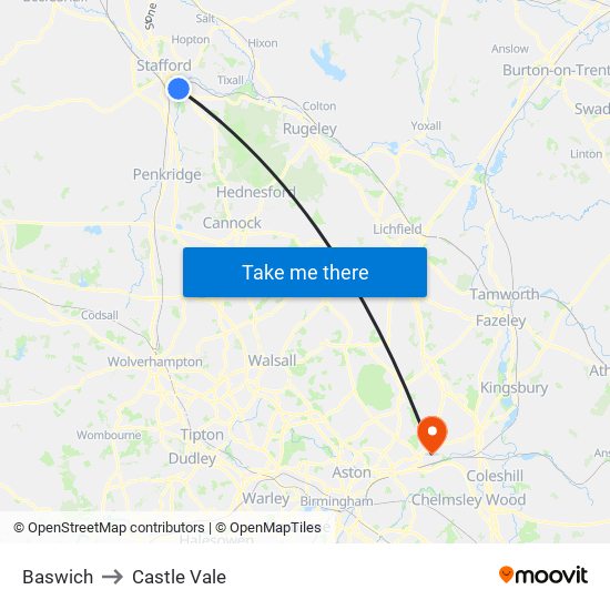 Baswich to Castle Vale map