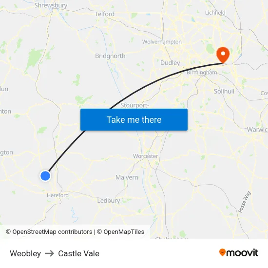 Weobley to Castle Vale map