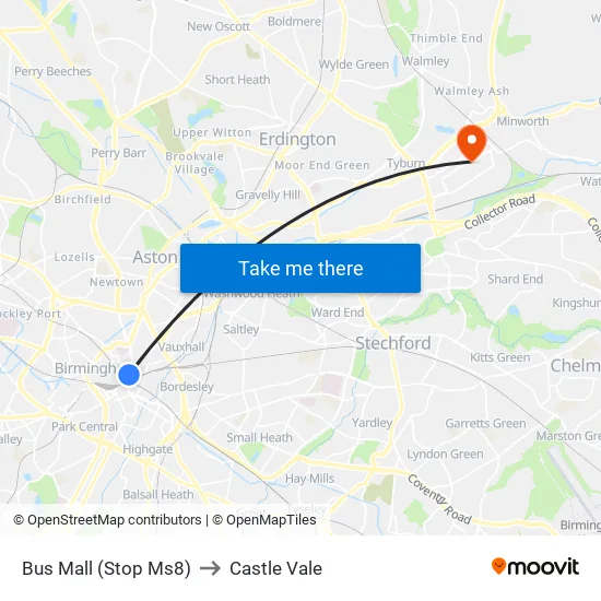 Bus Mall to Castle Vale map