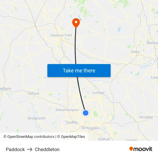 Paddock to Cheddleton map