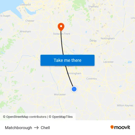 Matchborough to Chell map