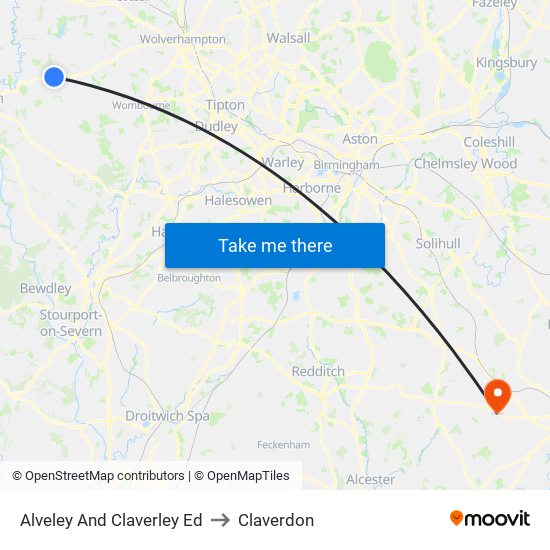 Alveley And Claverley Ed to Claverdon map