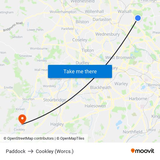 Paddock to Cookley (Worcs.) map