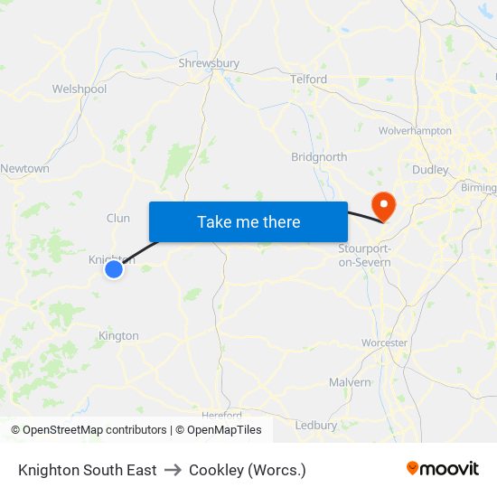 Knighton South East to Cookley (Worcs.) map