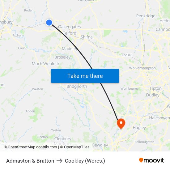 Admaston & Bratton to Cookley (Worcs.) map