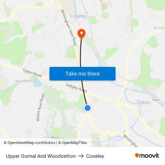 Upper Gornal And Woodsetton to Coseley map