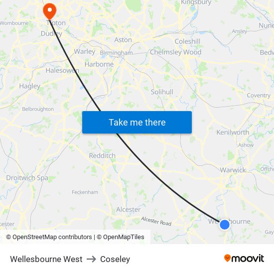 Wellesbourne West to Coseley map