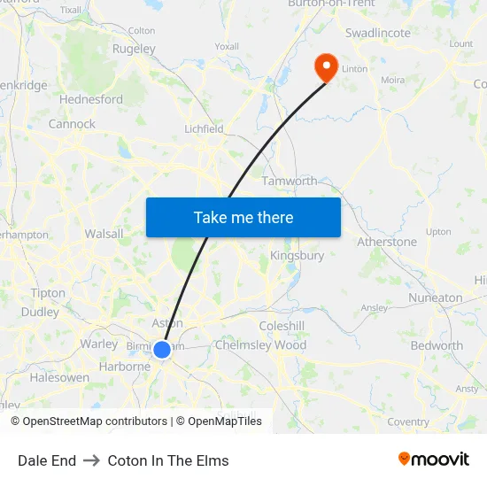 Dale End to Coton In The Elms map