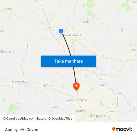 Audley to Coven map