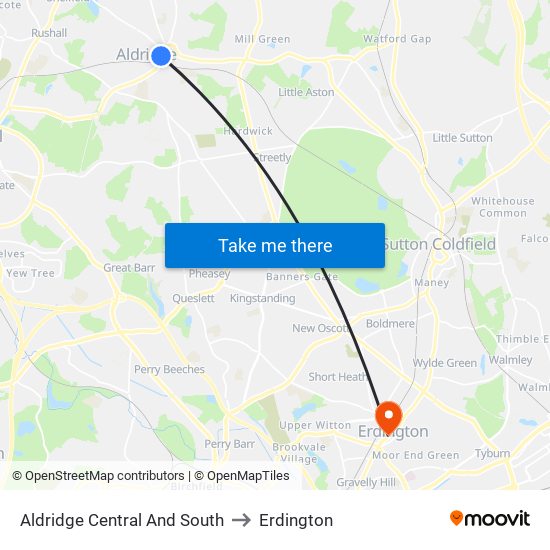 Aldridge Central And South to Erdington map