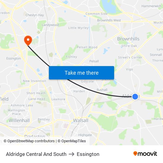 Aldridge Central And South to Essington map