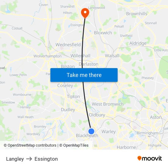 Langley to Essington map