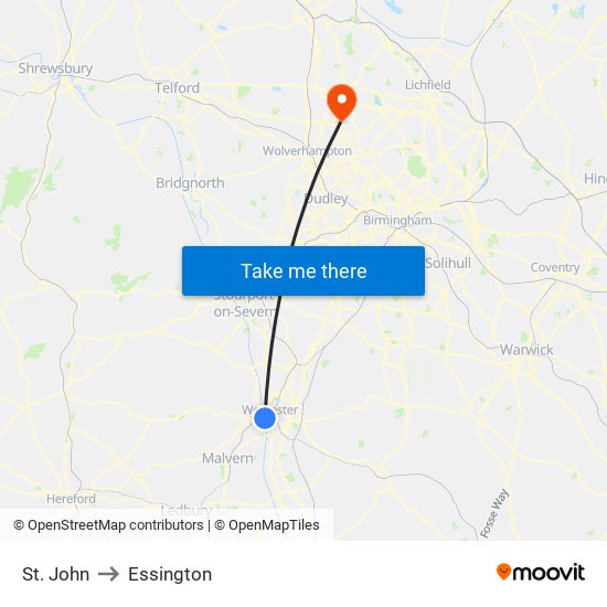 St. John to Essington map