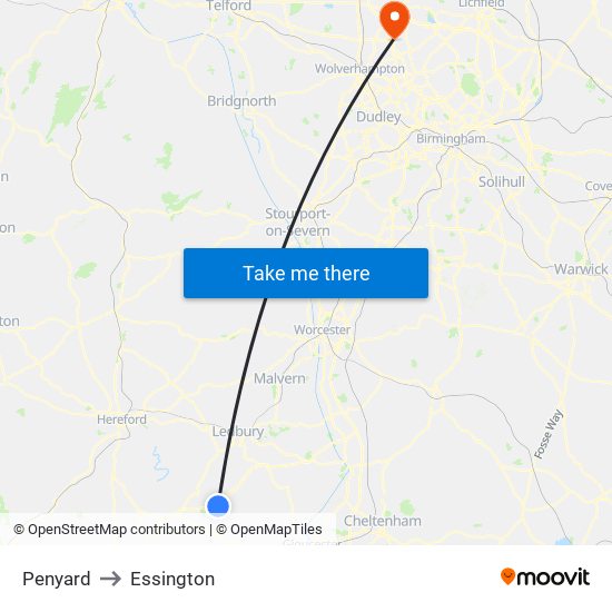 Penyard to Essington map