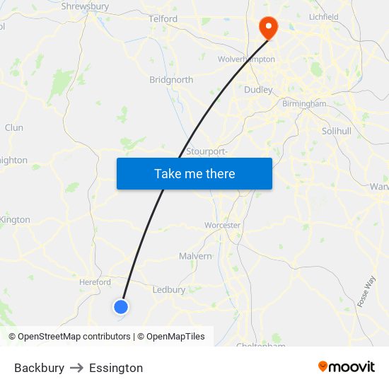 Backbury to Essington map