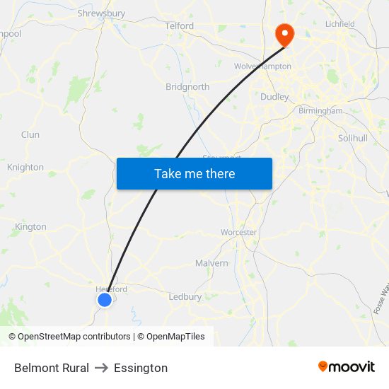 Belmont Rural to Essington map