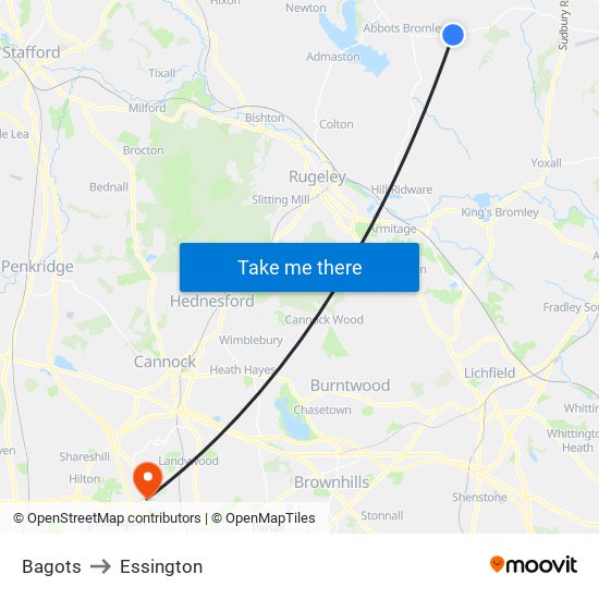 Bagots to Essington map