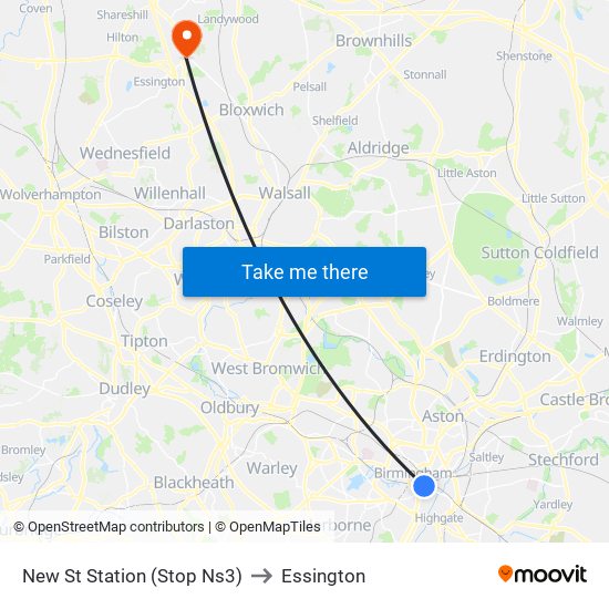 New St Station (Stop Ns3) to Essington map