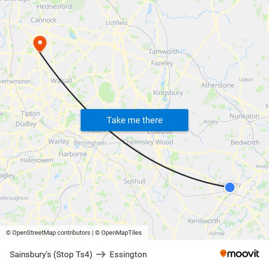 Sainsbury's (Stop Ts4) to Essington map