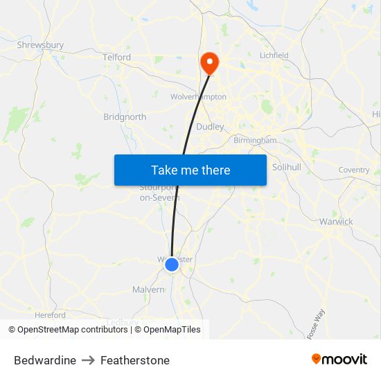 Bedwardine to Featherstone map