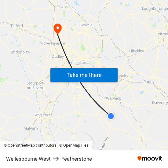 Wellesbourne West to Featherstone map