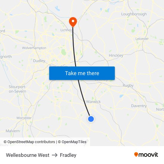 Wellesbourne West to Fradley map