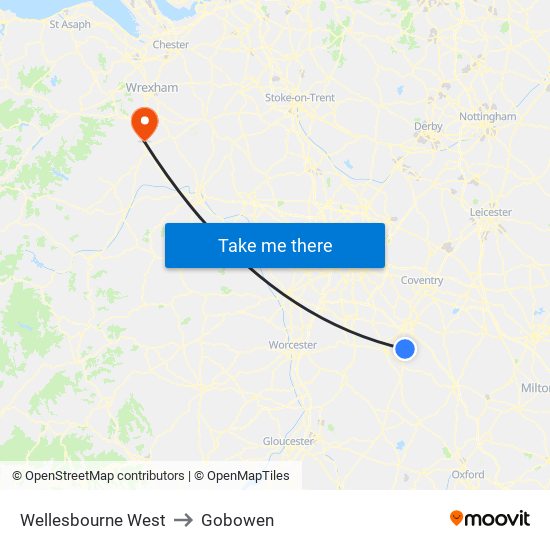 Wellesbourne West to Gobowen map