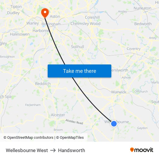 Wellesbourne West to Handsworth map