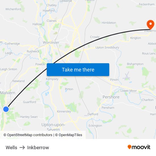 Wells to Inkberrow map