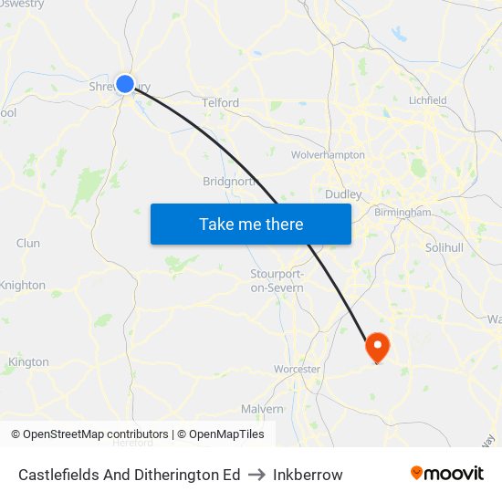 Castlefields And Ditherington Ed to Inkberrow map