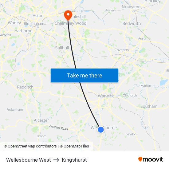 Wellesbourne West to Kingshurst map