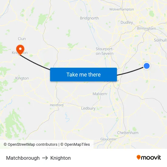 Matchborough to Knighton map