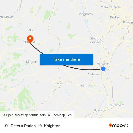 St. Peter's Parish to Knighton map
