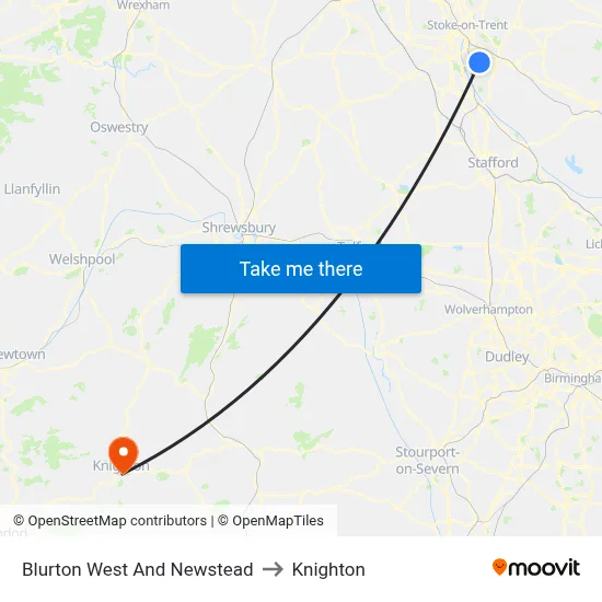 Blurton West And Newstead to Knighton map