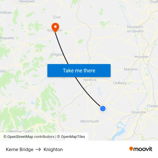 Kerne Bridge to Knighton map