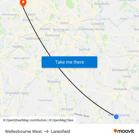 Wellesbourne West to Lanesfield map