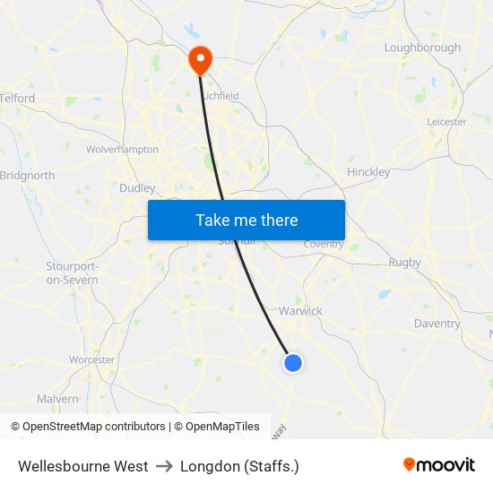 Wellesbourne West to Longdon (Staffs.) map