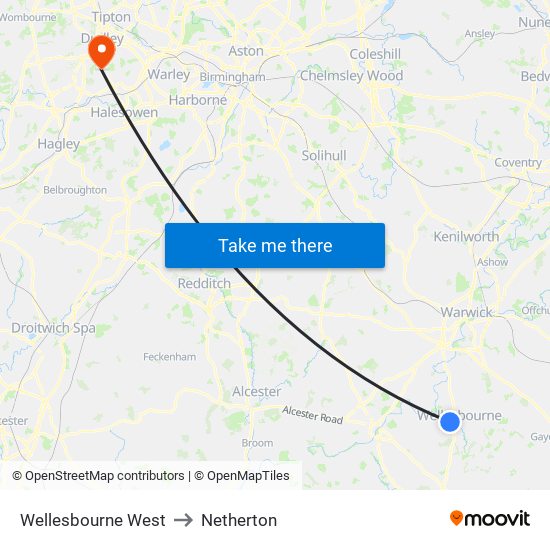 Wellesbourne West to Netherton map