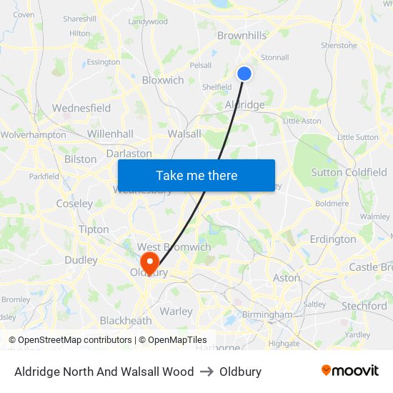 Aldridge North And Walsall Wood to Oldbury map
