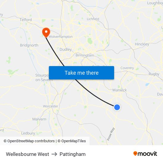 Wellesbourne West to Pattingham map