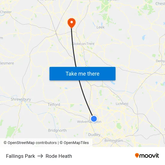 Fallings Park to Rode Heath map