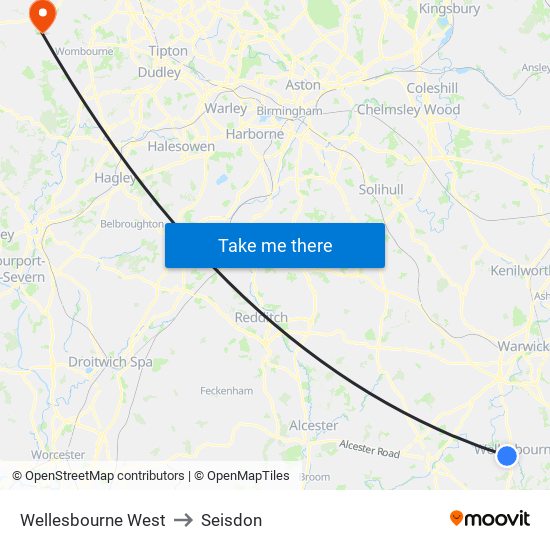 Wellesbourne West to Seisdon map