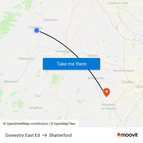 Oswestry East Ed to Shatterford map