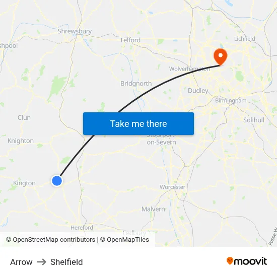 Arrow to Shelfield map